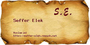 Seffer Elek névjegykártya
